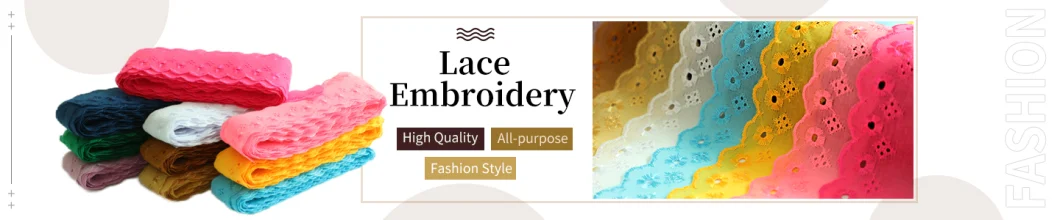 Polyester Cotton Chemical Lace Embroidery Fabric Trim for Home Textile Wedding Dress Garment Accessories